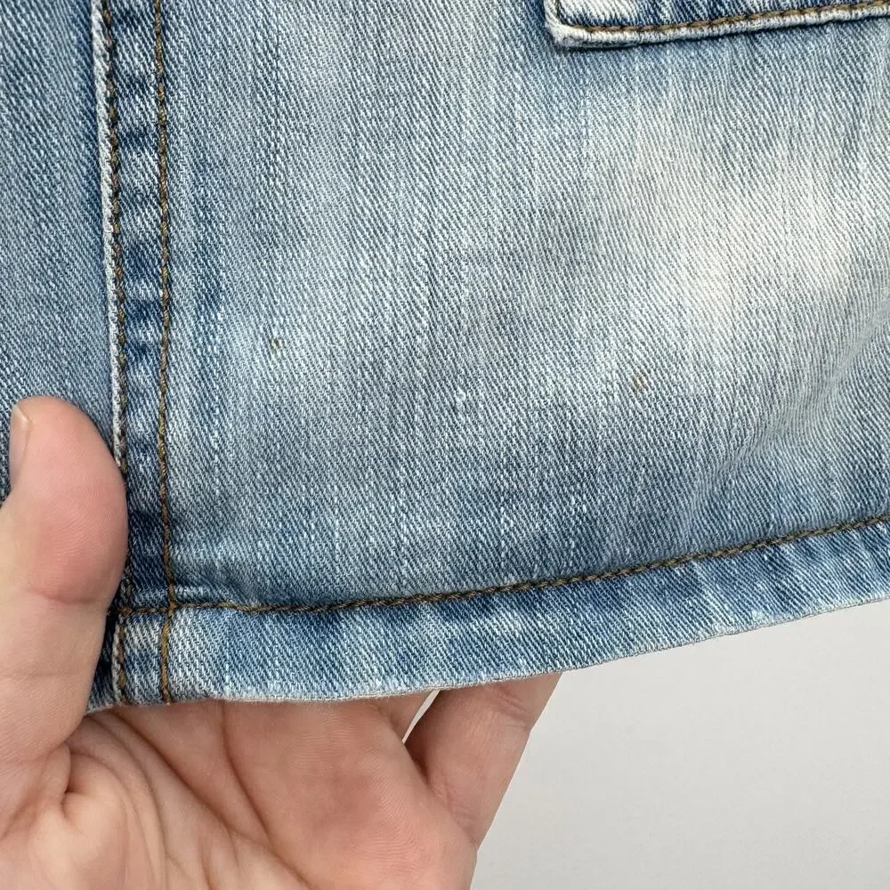 Vintage Y2K Z. Cavaricci Denim Mini Skirt Sz 7 Blue Pockets Grunge Coachella **